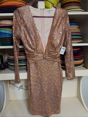 charlotte russe gold dress | Dresses | Long Sleeve Open Back Black And Sequin Worn Once 1990s